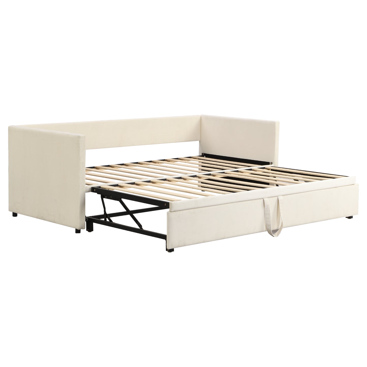 Polsterbett Ausziehbares Schlafsofa 90/180*200 cm mit Lattenrosten, Multifunktionsbett aus hautfreundlichem Samtstoff Grau