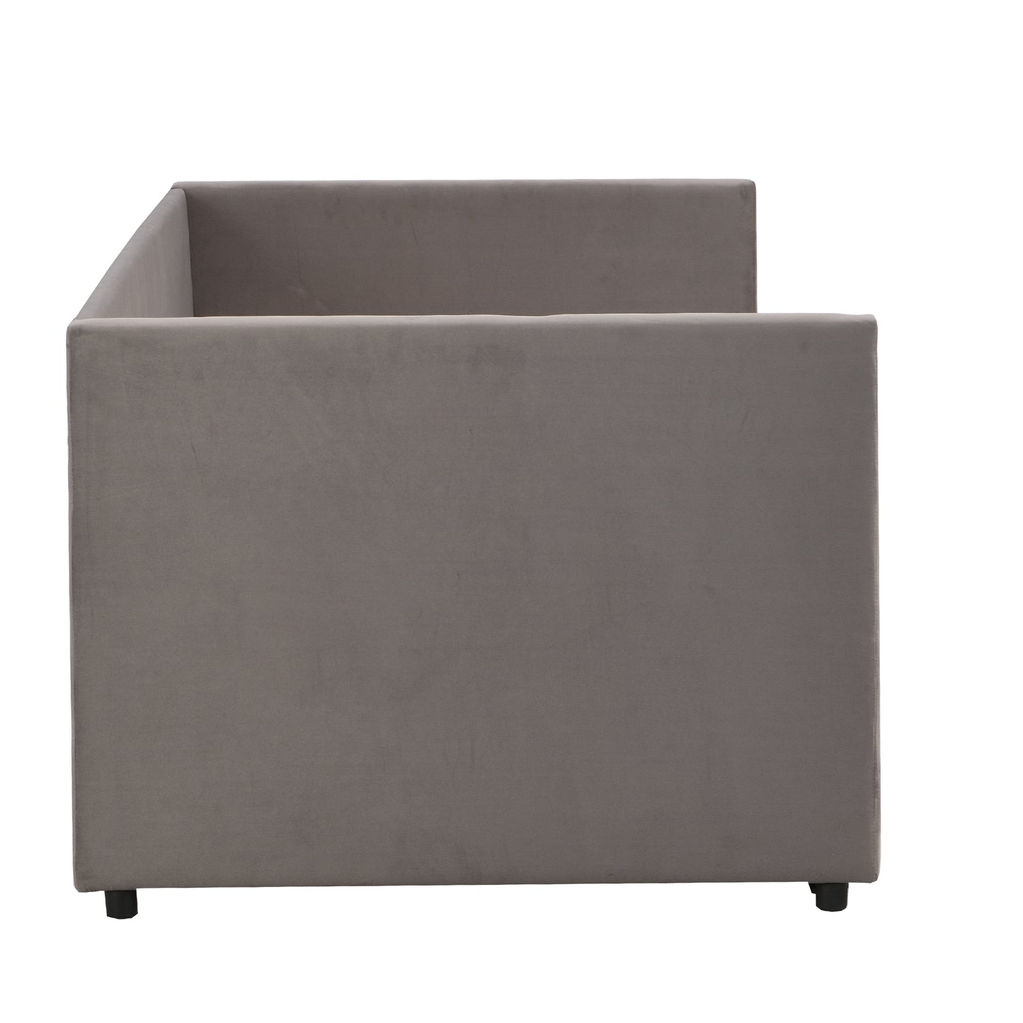 Polsterbett Ausziehbares Schlafsofa 90/180*200 cm mit Lattenrosten, Multifunktionsbett aus hautfreundlichem Samtstoff Grau
