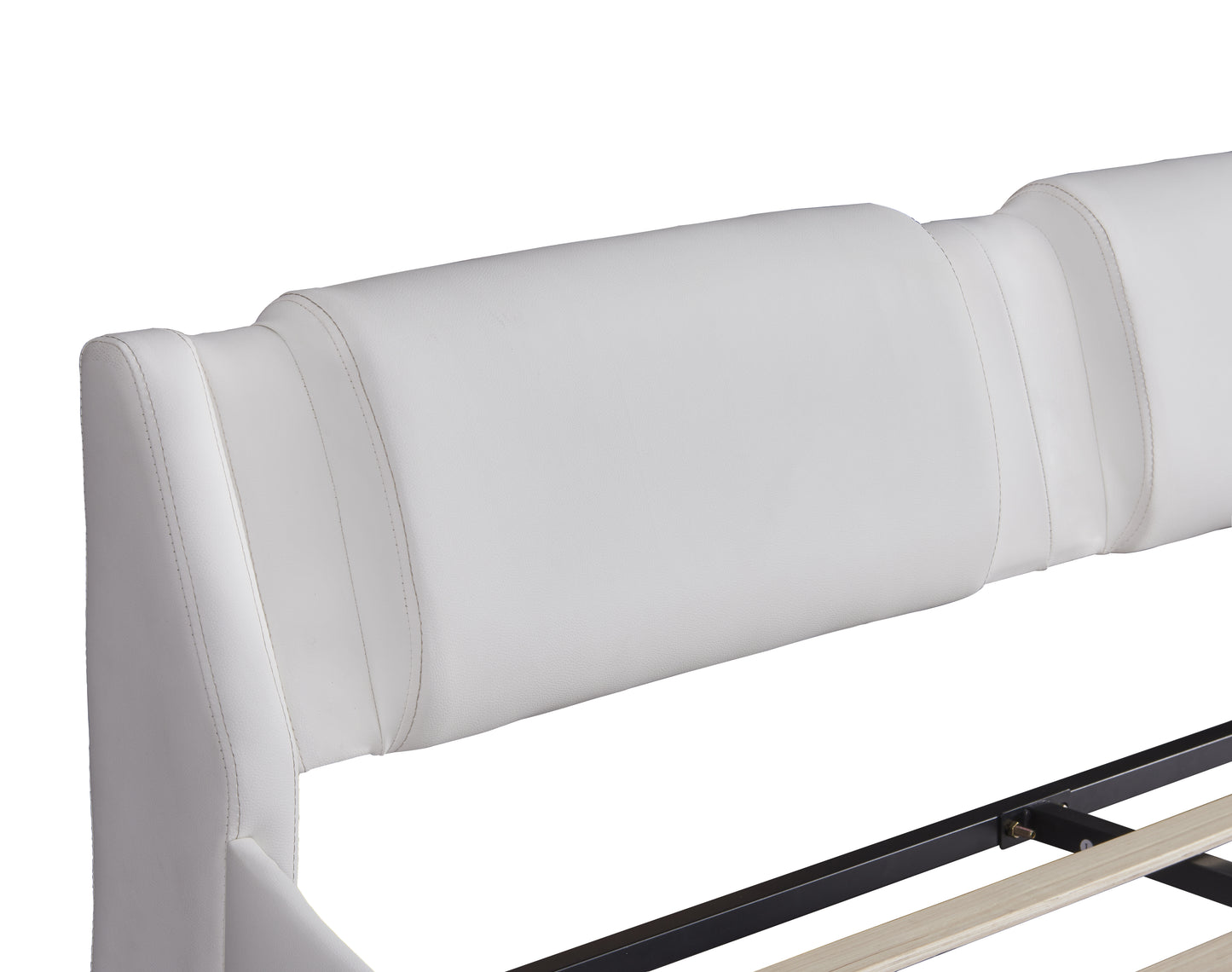 Polsterbett 140*200cm Kunstlederbett mit LED-Lichtbettgestell mit Lattenrosten Schwarz