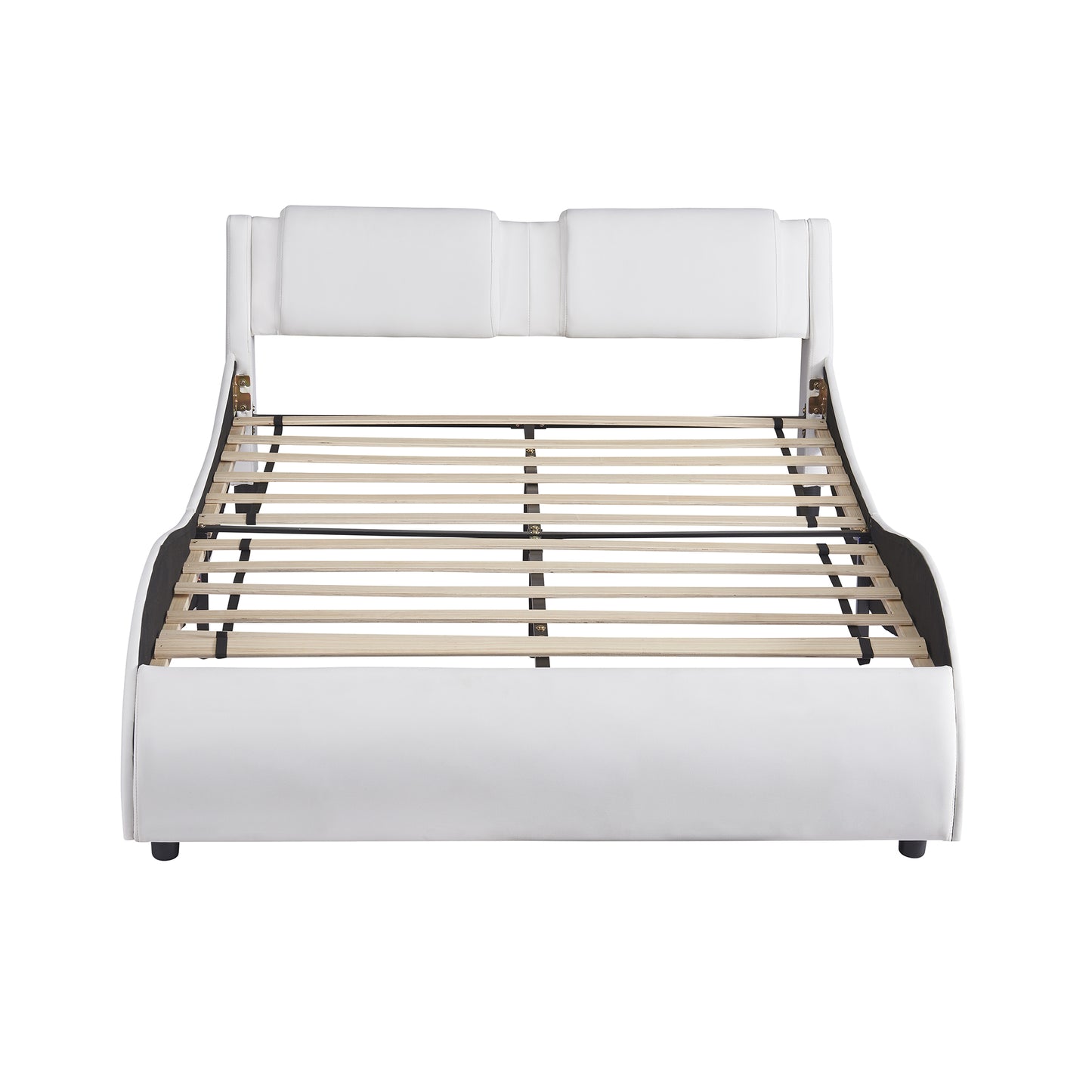 Polsterbett 140*200cm Kunstlederbett mit LED-Lichtbettgestell mit Lattenrosten Schwarz