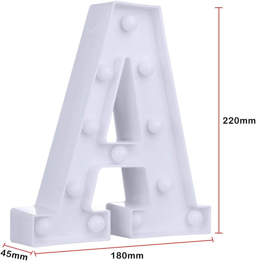 Set Sail Lettres Lumineuses Alphabet Lumineux Lampe LED Lettre Lumières Lettre Deco Opérateur à Piles pour Réceptions Partie Mariage Maison Bar Décoration (A)