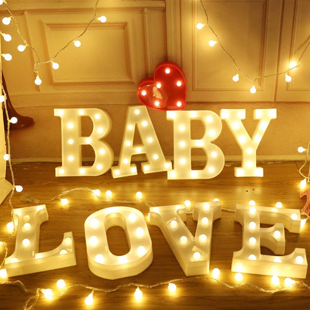 Set Sail Lettres Lumineuses Alphabet Lumineux Lampe LED Lettre Lumières Lettre Deco Opérateur à Piles pour Réceptions Partie Mariage Maison Bar Décoration (A)