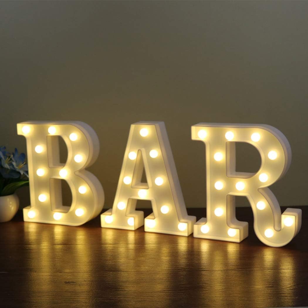 Set Sail Lettres Lumineuses Alphabet Lumineux Lampe LED Lettre Lumières Lettre Deco Opérateur à Piles pour Réceptions Partie Mariage Maison Bar Décoration (A)