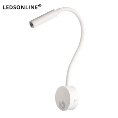 Wall Lmap Sconces Clamp light 3W Bedroom Lamp on/off Switch White Silver Black Flexible Gooseneck home bedside reading lights