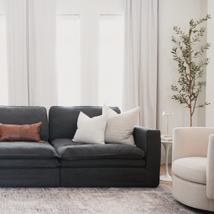 Santa Monica Vintage Charcoal Slipcover 4pc Sectional
