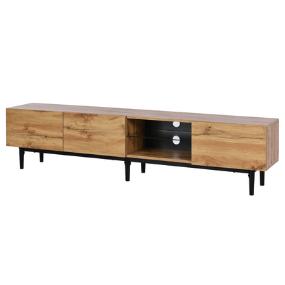 Moderner TV-Schrank mit Holzmaserung, variable LED-Leuchten, 175 (L) x 31 (W) x 41 (H) cm