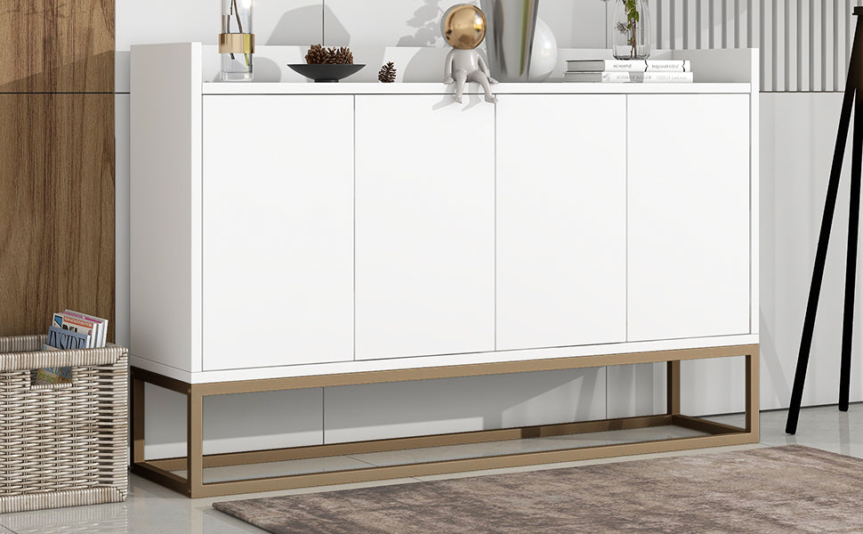 Modernes Sideboard im minimalistischen Stil 4-türiger griffloser Buffetschrank für Esszimmer, Wohnzimmer, Küche (Schwarz)