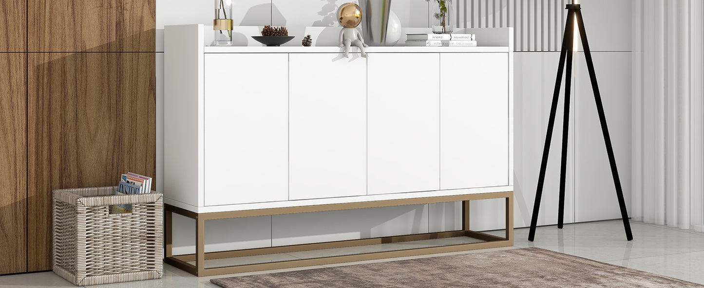 Modernes Sideboard im minimalistischen Stil 4-türiger griffloser Buffetschrank für Esszimmer, Wohnzimmer, Küche (Schwarz)