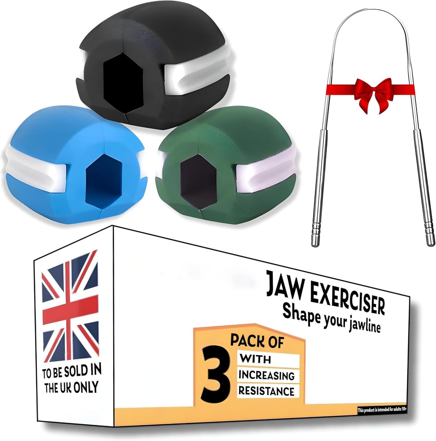 YM Internet Jaw Exerciser - 3Pack - Jaw Trainer For Men And Women To Achieve a Sharp Jawline, With Three Levels of Resistance, Jawline Exerciser Chew For An Improved Facial Appearance