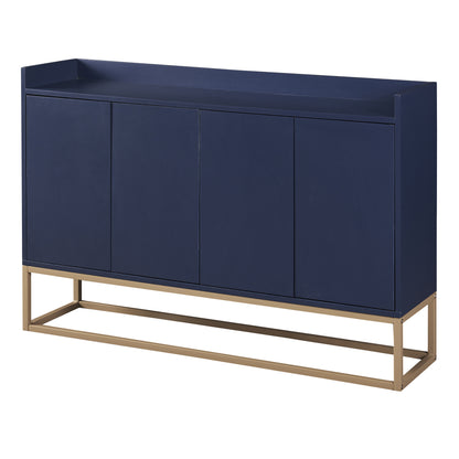 Modernes Sideboard im minimalistischen Stil 4-türiger griffloser Buffetschrank für Esszimmer, Wohnzimmer, Küche (Schwarz)