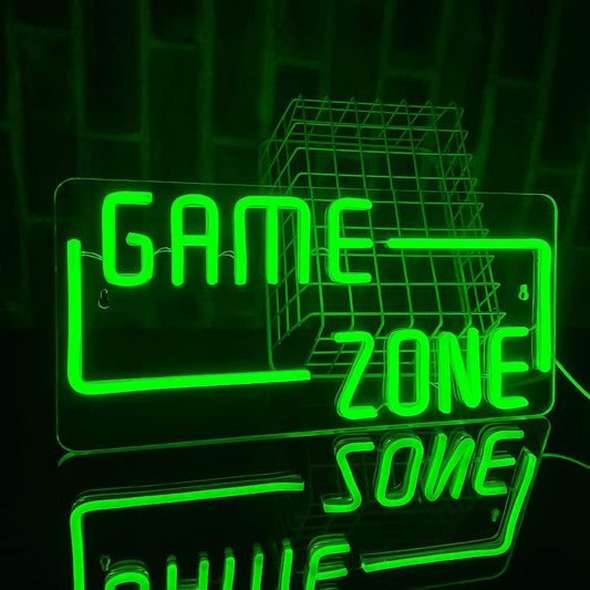 Set Sail GAME ZONE Neon Schild Personalisiert，Neon Sign For Game Room Decoration，Acrylic Material USB Neon Sign,Open Schild Led Wanddekoration Spielelemente Geschenke für Jungen [Energieklasse G]