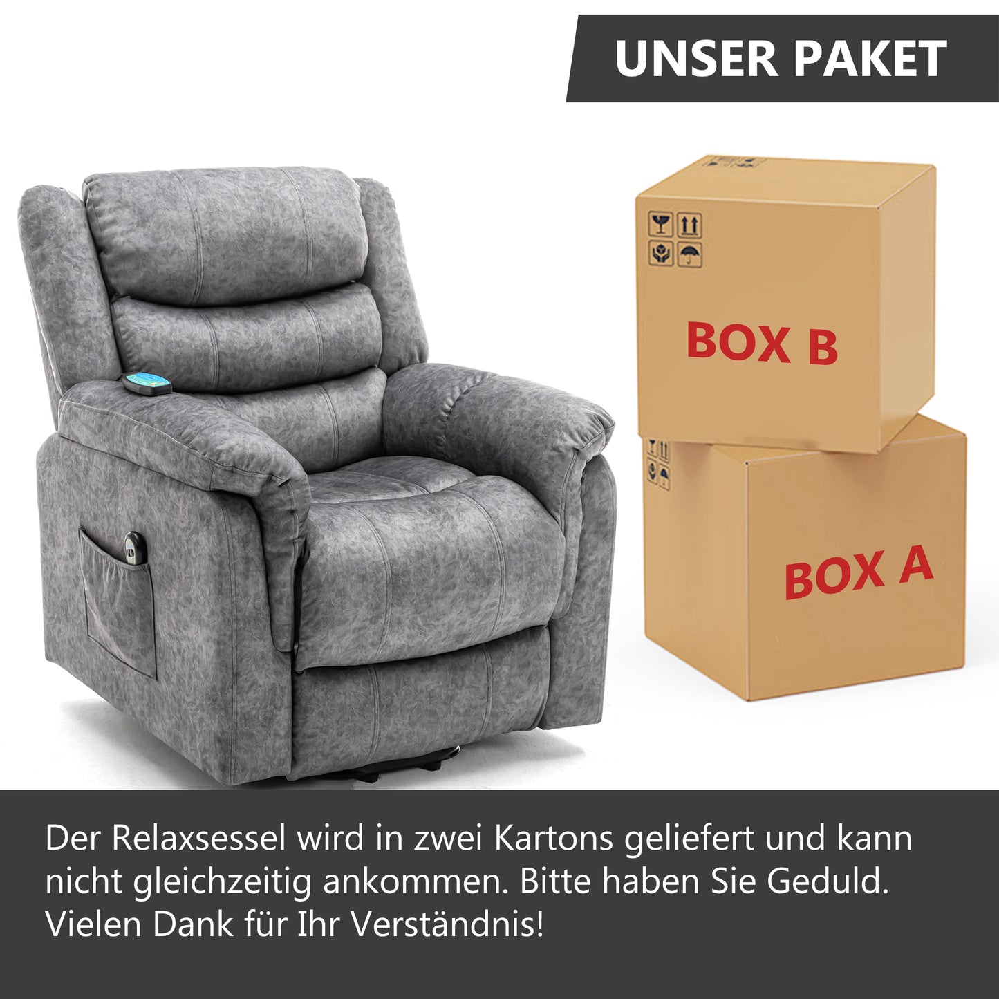 Power Elektrischer Massagelift-Liegestuhl mit Wärme und Vibration für ältere Menschen, strapazierfähiger und sicherer Bewegungs-Liegemechanismus – rutschfestes Stoffsofa, zeitgenössisches, überfüllte