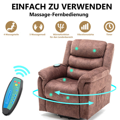 Power Elektrischer Massagelift-Liegestuhl mit Wärme und Vibration für ältere Menschen, strapazierfähiger und sicherer Bewegungs-Liegemechanismus – rutschfestes Stoffsofa, zeitgenössisches, überfüllte