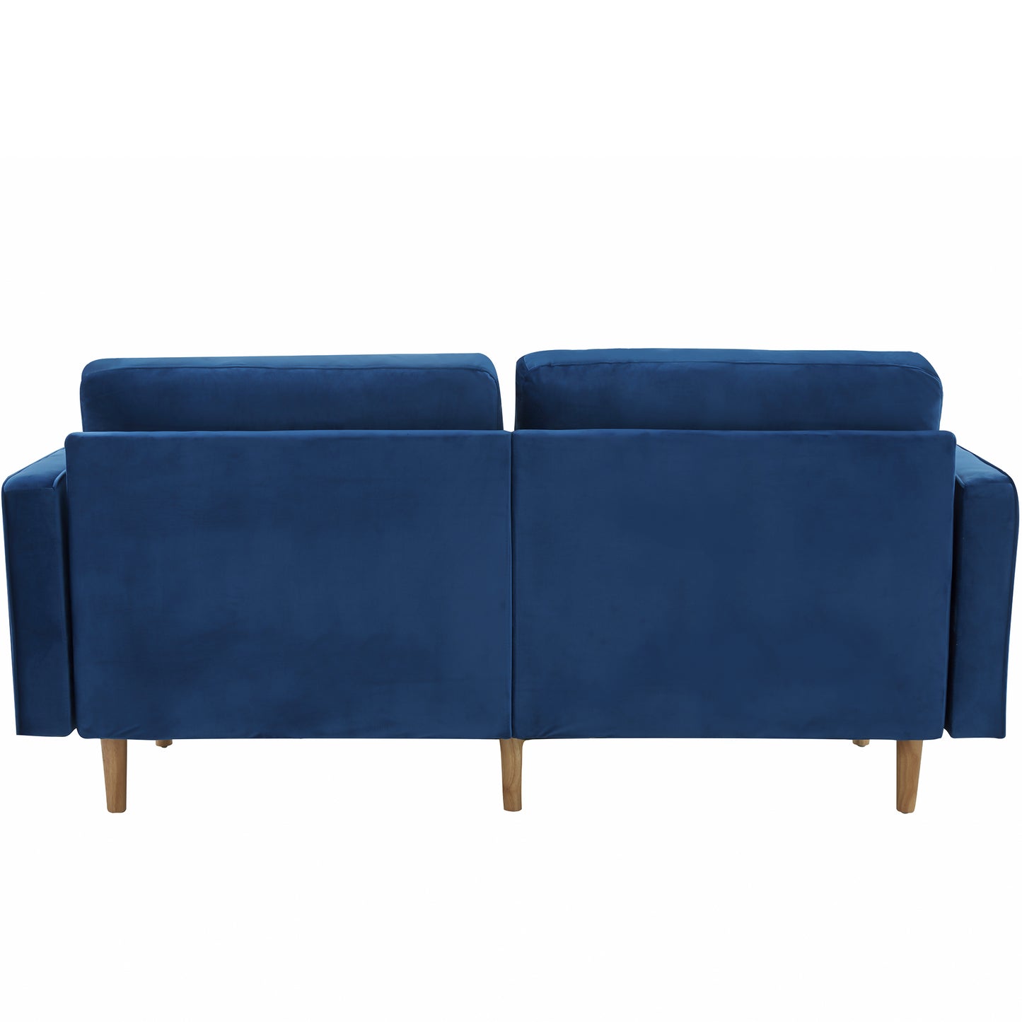 2-Sitzer-Sofagarnitur, Holzfüße, Stilvolles und elegantes 2-Sitzer Samtsofa in Dunkelblau, gepolstertes Sofa mit edler Knopfheftung und typischen Armlehnen für das Wohnzimmer