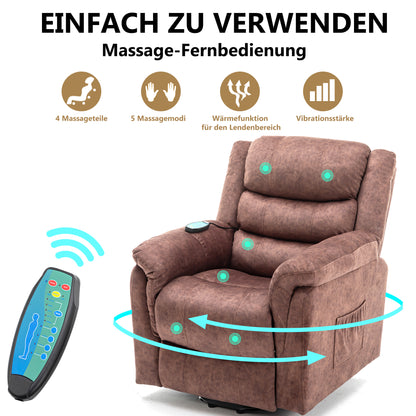 Power Elektrischer Massagelift-Liegestuhl mit Wärme und Vibration für ältere Menschen, strapazierfähiger und sicherer Bewegungs-Liegemechanismus – rutschfestes Stoffsofa, zeitgenössisches, überfüllte