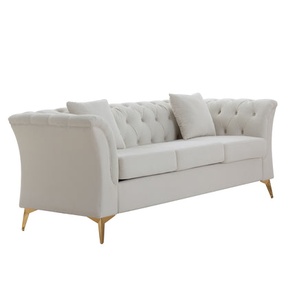 3-Sitzer Sofa, Super groß Glamour Design, Couchgarnitur, Sofagarnitur,Polstersofa - Wohnzimmer, Beige, 215*78*76 cm