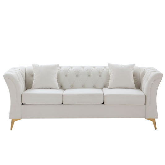 3-Sitzer Sofa, Super groß Glamour Design, Couchgarnitur, Sofagarnitur,Polstersofa - Wohnzimmer, Beige, 215*78*76 cm