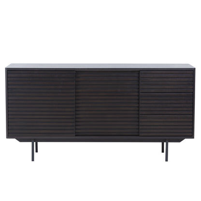 Sideboard Anrichte Highboard Mehrzweckschrank Kommode Wohnwand Anthrazit Lowboard, für Wohnzimmer, Unterhaltungsraum, Industrie-Design, Schwarz, 160*45*81 cm