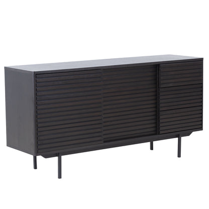 Sideboard Anrichte Highboard Mehrzweckschrank Kommode Wohnwand Anthrazit Lowboard, für Wohnzimmer, Unterhaltungsraum, Industrie-Design, Schwarz, 160*45*81 cm