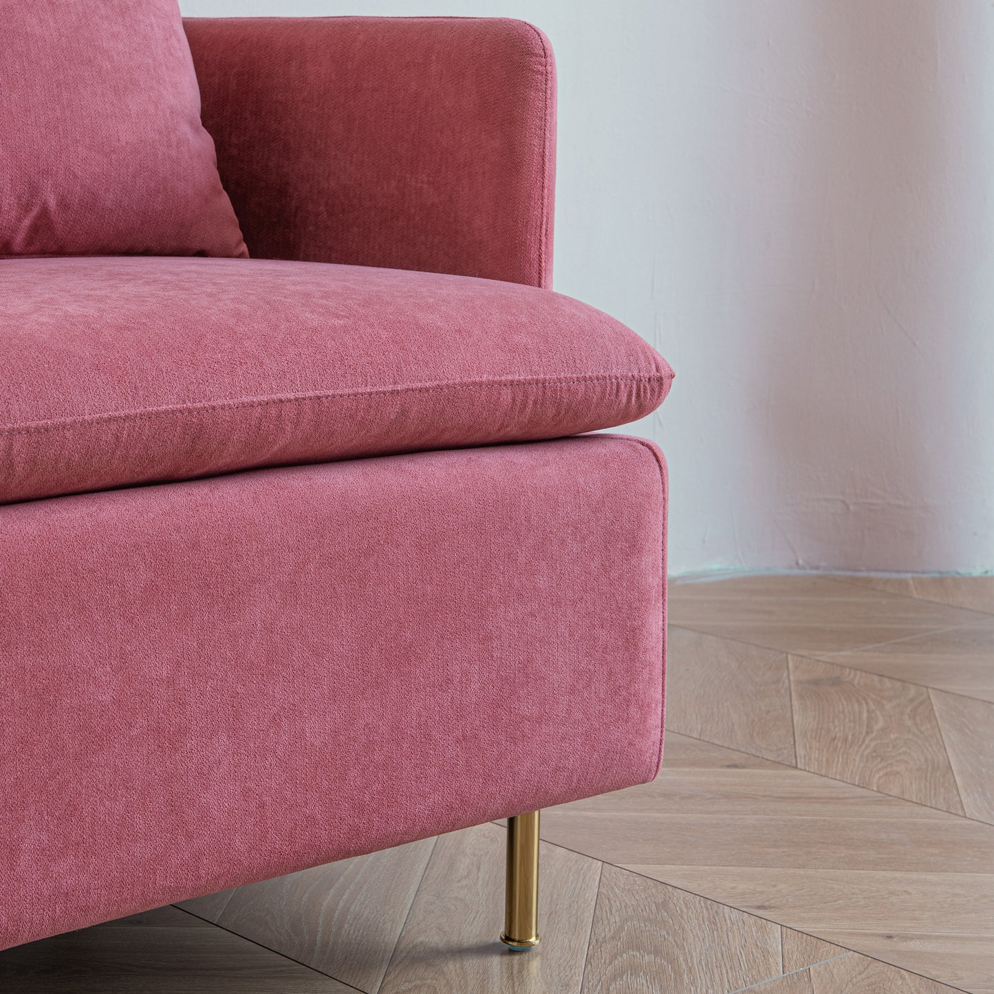 Modern fabric accent armchair,upholstered single sofa chair,Pink Cotton Linen---30.7"