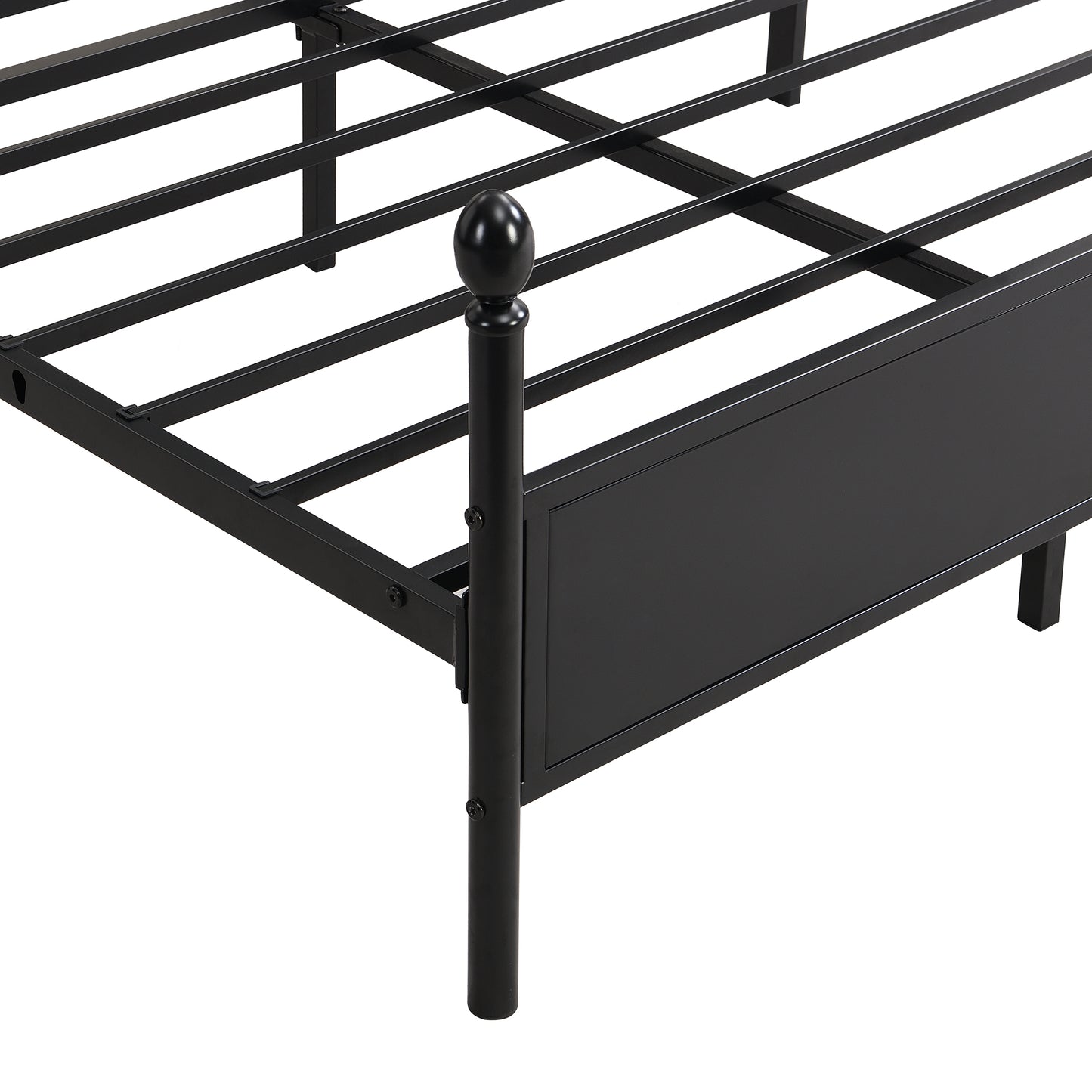 Modern Metallbett, Bettgestelle mit Lattenrost, Einzelbett, Bettrahmen mit Kopfteil, Gästebett, Jugendbett für Schlafzimmer, Gästezimmer, mit zwei Schubladen, 90x200 cm, Schwarz