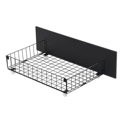 Modern Metallbett, Bettgestelle mit Lattenrost, Einzelbett, Bettrahmen mit Kopfteil, Gästebett, Jugendbett für Schlafzimmer, Gästezimmer, mit zwei Schubladen, 90x200 cm, Schwarz