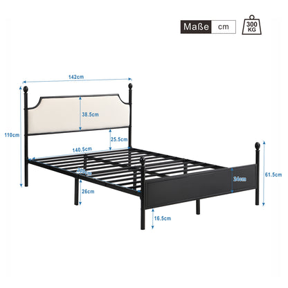 Modern Metallbett, Bettgestelle mit Lattenrost, Einzelbett, Bettrahmen mit Kopfteil, Gästebett, Jugendbett für Schlafzimmer, Gästezimmer, mit zwei Schubladen, 90x200 cm, Schwarz