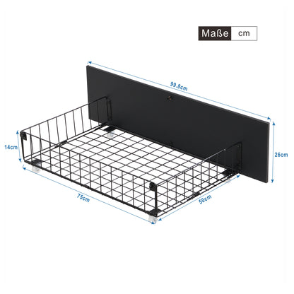 Modern Metallbett, Bettgestelle mit Lattenrost, Einzelbett, Bettrahmen mit Kopfteil, Gästebett, Jugendbett für Schlafzimmer, Gästezimmer, mit zwei Schubladen, 90x200 cm, Schwarz