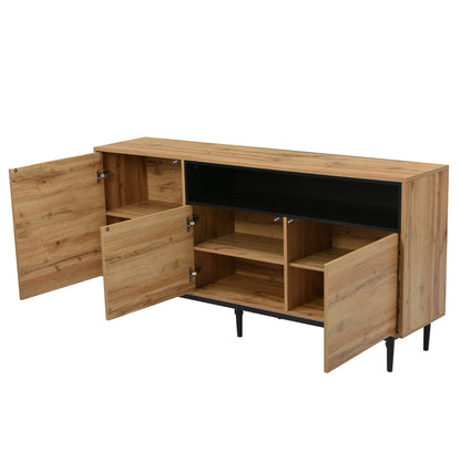 Moderner sideboard aus Holz mit drei Türen und Regalen, 160 x 35 x 76 cm, Einfache Montage, platzsparendes Design, robust und zuverlässig