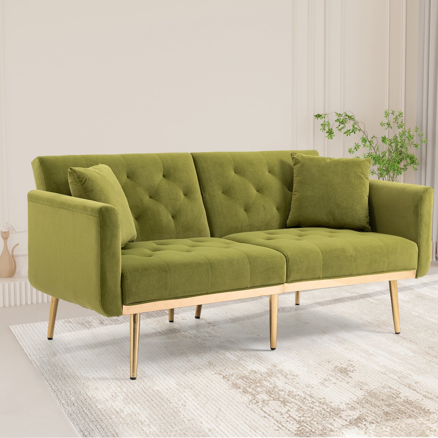 COOLMORE Velvet Sofa , Accent sofa .loveseat sofa with metal feet