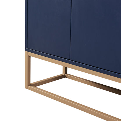 Modernes Sideboard im minimalistischen Stil 4-türiger griffloser Buffetschrank für Esszimmer, Wohnzimmer, Küche (Schwarz)