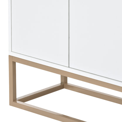 Modernes Sideboard im minimalistischen Stil 4-türiger griffloser Buffetschrank für Esszimmer, Wohnzimmer, Küche (Schwarz)