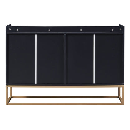 Modernes Sideboard im minimalistischen Stil 4-türiger griffloser Buffetschrank für Esszimmer, Wohnzimmer, Küche (Schwarz)