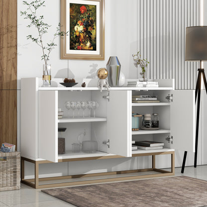 Modernes Sideboard im minimalistischen Stil 4-türiger griffloser Buffetschrank für Esszimmer, Wohnzimmer, Küche (Schwarz)