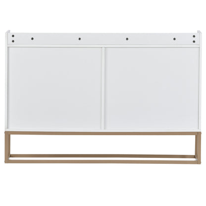 Modernes Sideboard im minimalistischen Stil 4-türiger griffloser Buffetschrank für Esszimmer, Wohnzimmer, Küche (Schwarz)