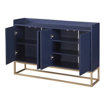 Modernes Sideboard im minimalistischen Stil 4-türiger griffloser Buffetschrank für Esszimmer, Wohnzimmer, Küche (Schwarz)