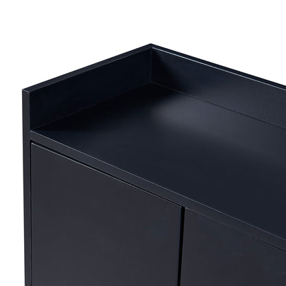 Modernes Sideboard im minimalistischen Stil 4-türiger griffloser Buffetschrank für Esszimmer, Wohnzimmer, Küche (Schwarz)