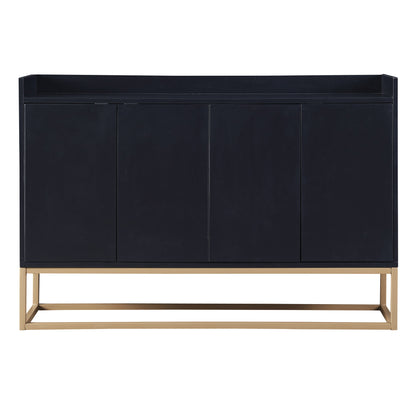 Modernes Sideboard im minimalistischen Stil 4-türiger griffloser Buffetschrank für Esszimmer, Wohnzimmer, Küche (Schwarz)