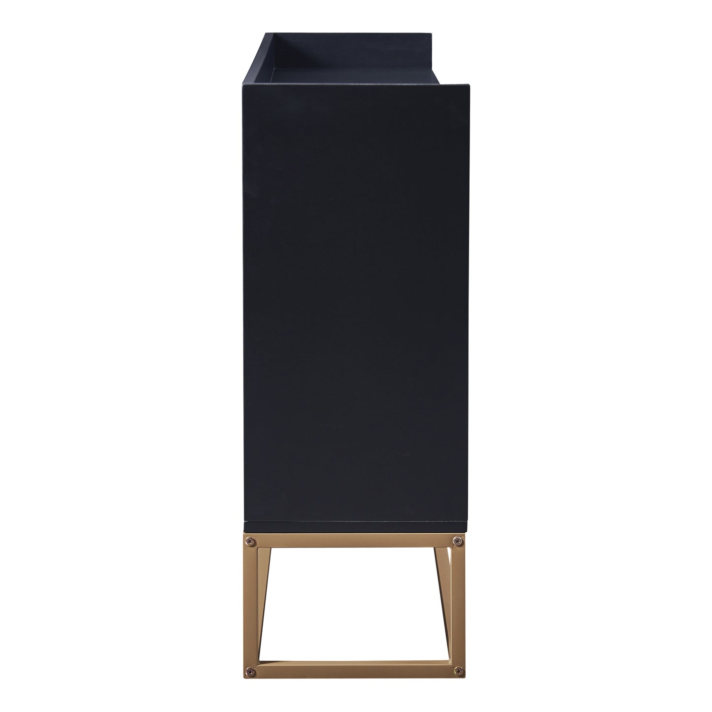 Modernes Sideboard im minimalistischen Stil 4-türiger griffloser Buffetschrank für Esszimmer, Wohnzimmer, Küche (Schwarz)