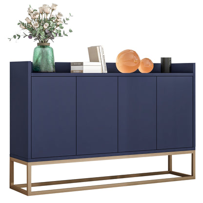 Modernes Sideboard im minimalistischen Stil 4-türiger griffloser Buffetschrank für Esszimmer, Wohnzimmer, Küche (Schwarz)