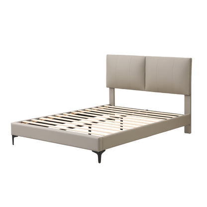 Schlafzimmer Set, Modernes Design Doppelbett + 1x Nachttisch, Polsterbett, Nachttisch mit einer Schublade, Komplettschlafzimmer, PU, Hellgrau (140x200cm)