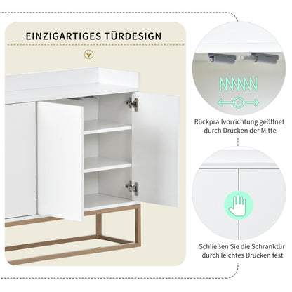 Modernes Sideboard im minimalistischen Stil 4-türiger griffloser Buffetschrank für Esszimmer, Wohnzimmer, Küche (Schwarz)