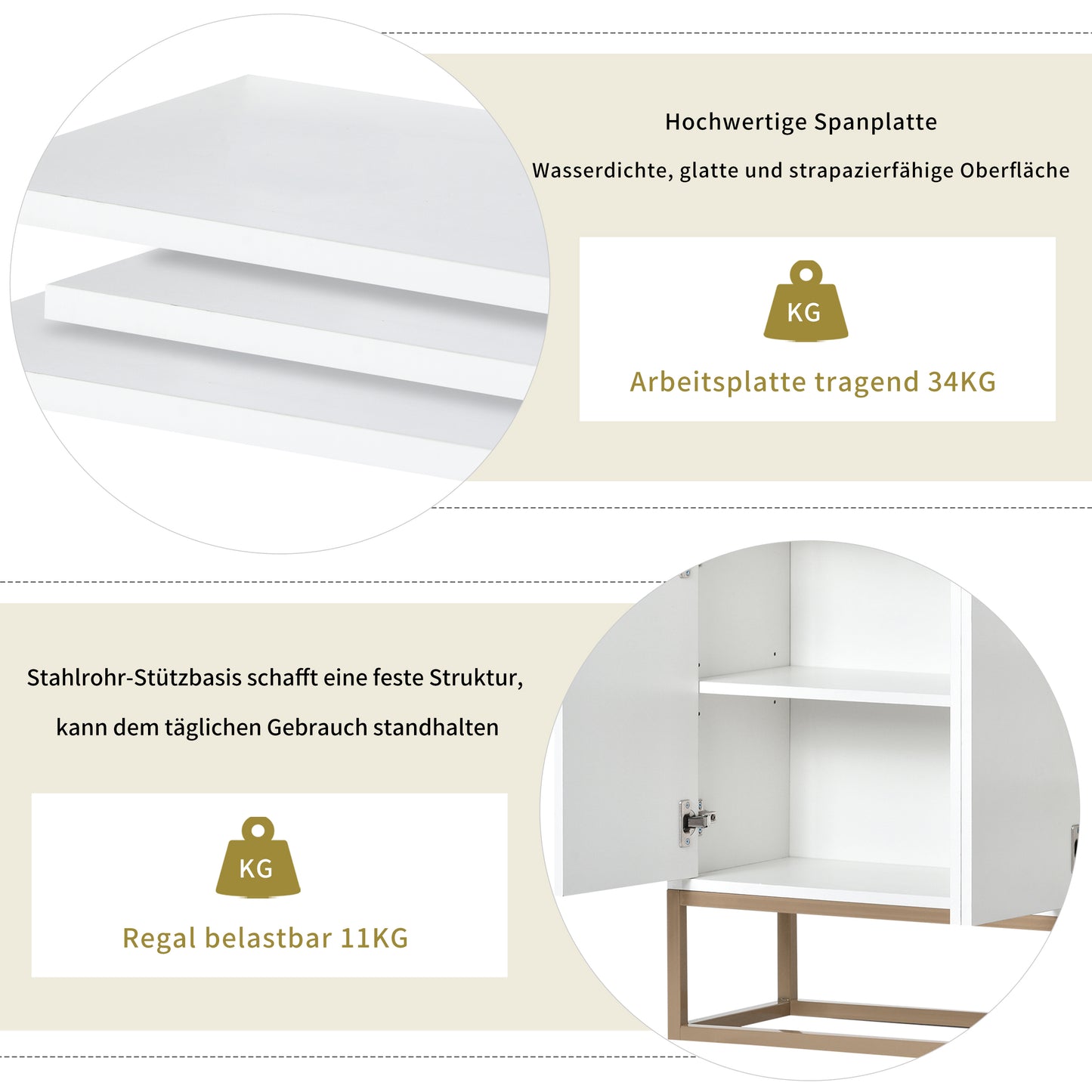 Modernes Sideboard im minimalistischen Stil 4-türiger griffloser Buffetschrank für Esszimmer, Wohnzimmer, Küche (Schwarz)