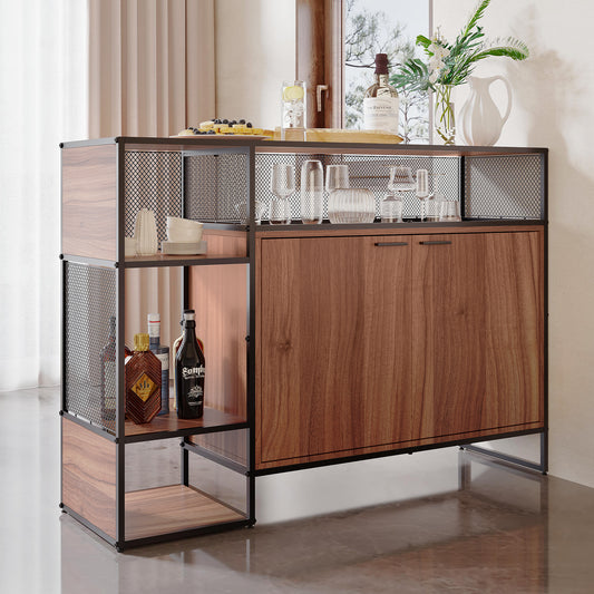 Küchenschrank Kommode Sideboard Bartisch Esstisch Industrie-Design, 138*93*40cm, Braun