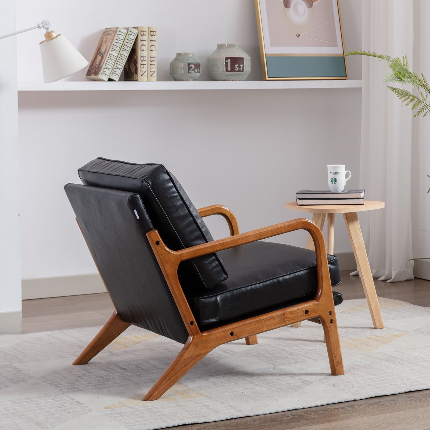 COOLMORE Wood Frame Armchair, Modern Accent Chair Lounge Chair for Living Room