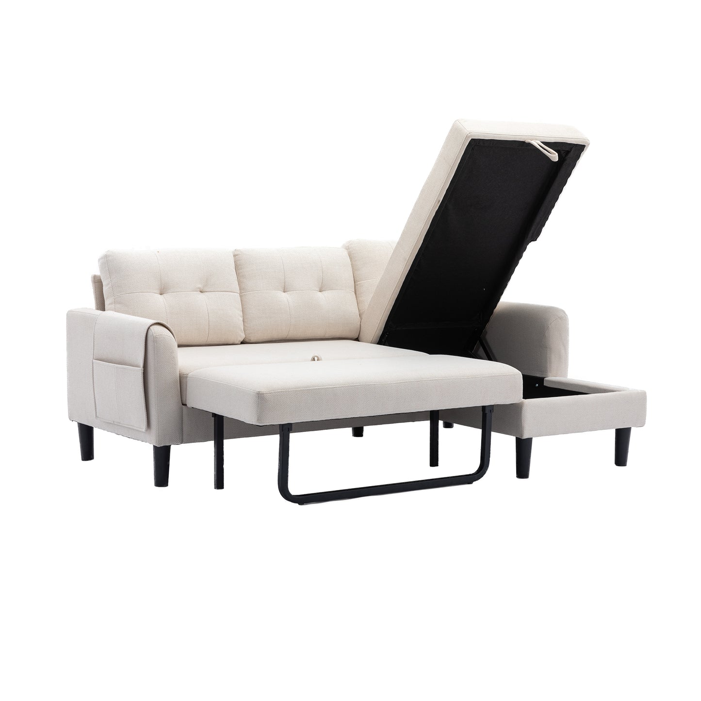 UNITED WE WIN Sectional Sofa Reversible Sectional Sleeper Sectional Sofa with Storage Chaise