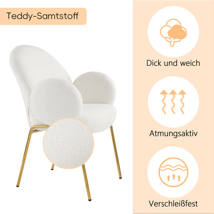 Teddy-Samt-Freizeitstuhl, Sessel, einzelner Sofastuhl, Restaurant-Esszimmerstuhl, Stuhl mit rosafarbenen Metallbeinen