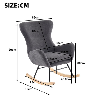 Wohnzimmer-Freizeitschaukelstuhl im modernen Stil mit hoher Rückenlehne, Teddy-Samt-Schaukelstuhl, Freizeitstuhl, Einzelsofastuhl, Mutterstuhl, Kinderzimmerstuhl