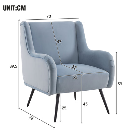 Wohnzimmer-Freizeitsessel im modernen Stil mit hoher Rückenlehne, Samtstuhl, Lesesessel, Freizeitstuhl, Einzelsofastuhl, Freizeitstuhl mit Metallbeinarmlehne