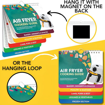 YM Internet Air Fryer Cookbook, Air Fryer Cheat Sheet Magnets Cooking Guide Booklet - Air Fryer Recipe Book - Instant Air Fryer Accessories for Oven Cooking Pot Temperature and Kitchen Conversions.